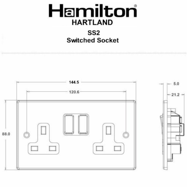 Hamln 74SS2SS-W Socket Swd 2G 13A - Image 3