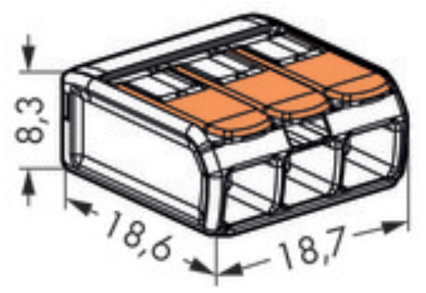 Wago 221-413 3 Way Compact Connector - Image 3