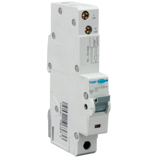 Hager ADA170U RCBO SP A C 20A 30mA 10kA