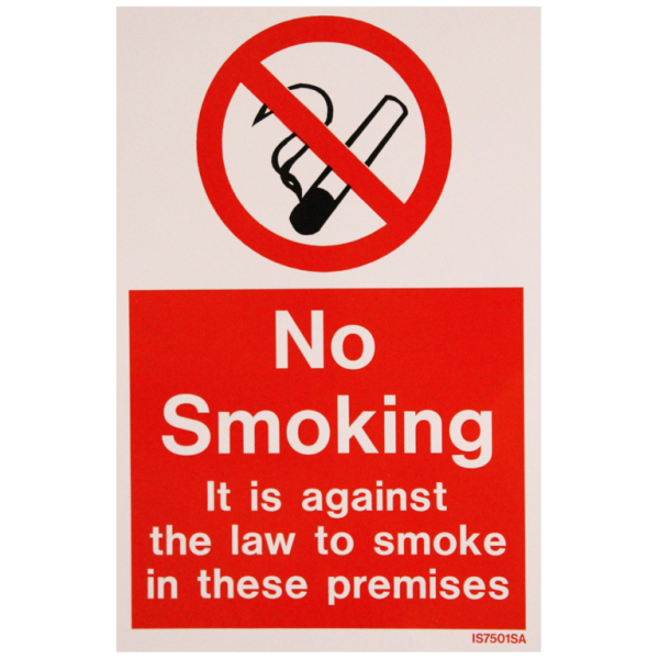 Ind Signs IS7501SA No Smoking Label Pk1