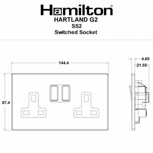 Hamln 7G22SS2SB-W Swd Skt 2G 13A S/Brs - Image 3