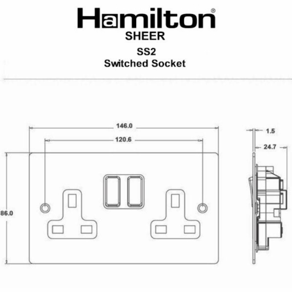 Hamln 86SS2SC-B Socket Swd 2G 13A - Image 3