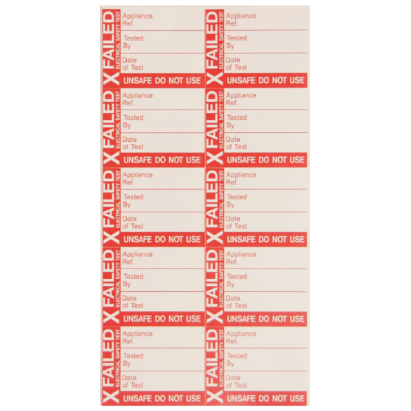 Ind Signs IS2550SA Fail Test Label Pk=50