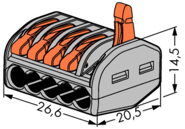 Wago 222-415 Connector 5 Conductor Grey - Image 2