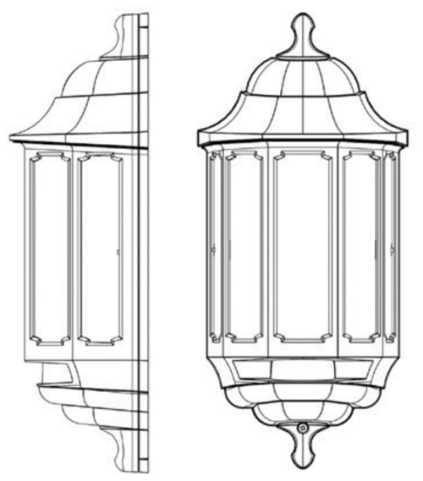 ASD HL/BK060P Half Lantern 60W IP44